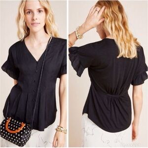 Dolan Black peplum Button-Down Blouse